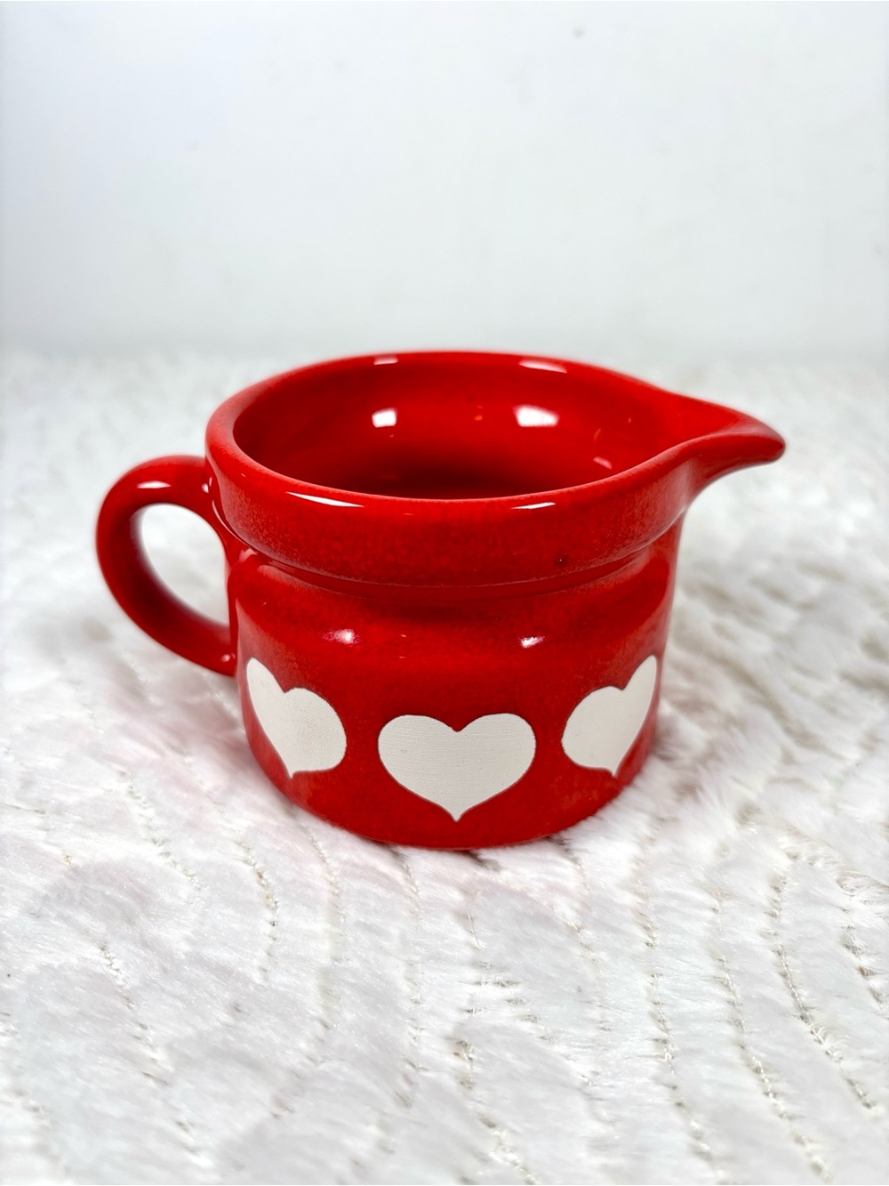 Waechtersbach Vintage Red w/ White Hearts Creamer West Germany